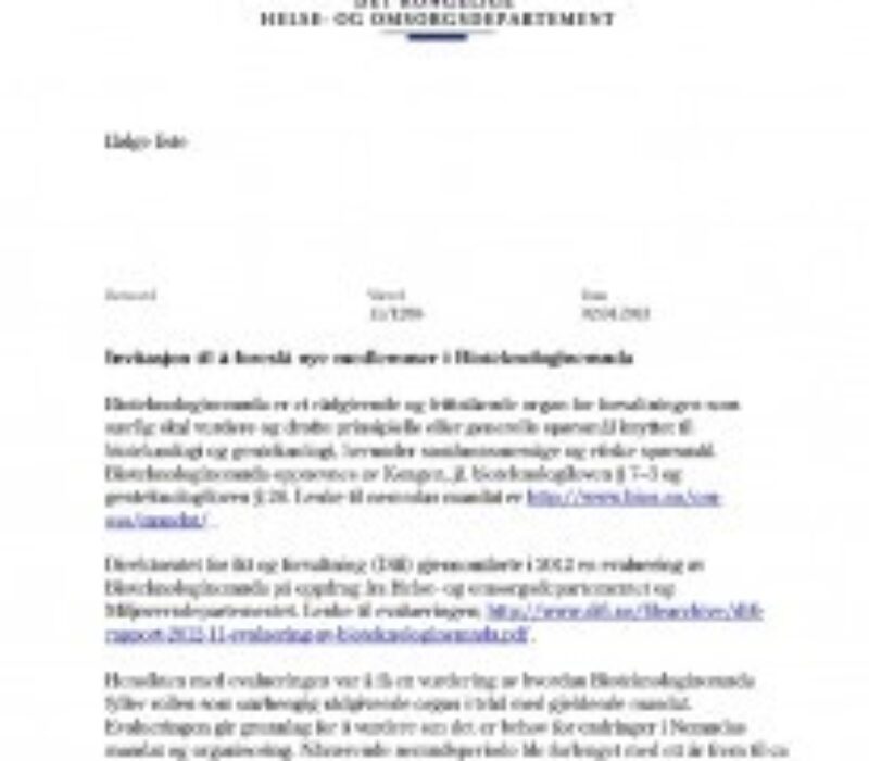 Foreslå kandidater til Bioteknologinemnda!